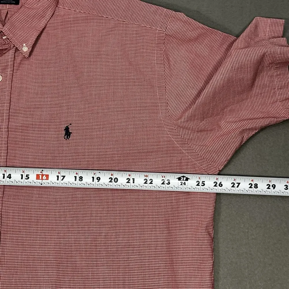 Ralph Lauren Blake Mens L Red White Check Short Sleeve Button Down Shirt